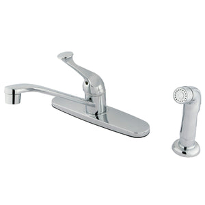 KB572SP Single-Handle 2-or-4 Hole Deck Mount 8" Centerset Kitchen Faucet with Side Sprayer, Polished Chrome