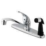 Chatham KB5730 Single-Handle 1-or-3 Hole Deck Mount 8" Centerset Kitchen Faucet with Side Sprayer, Polished Chrome