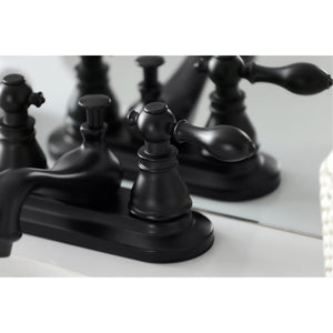 American Classic KB600ACL Two-Handle 3-Hole Deck Mount 4" Centerset Bathroom Faucet with Plastic Pop-Up, Matte Black