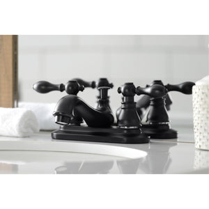 American Classic KB600ACL Two-Handle 3-Hole Deck Mount 4" Centerset Bathroom Faucet with Plastic Pop-Up, Matte Black