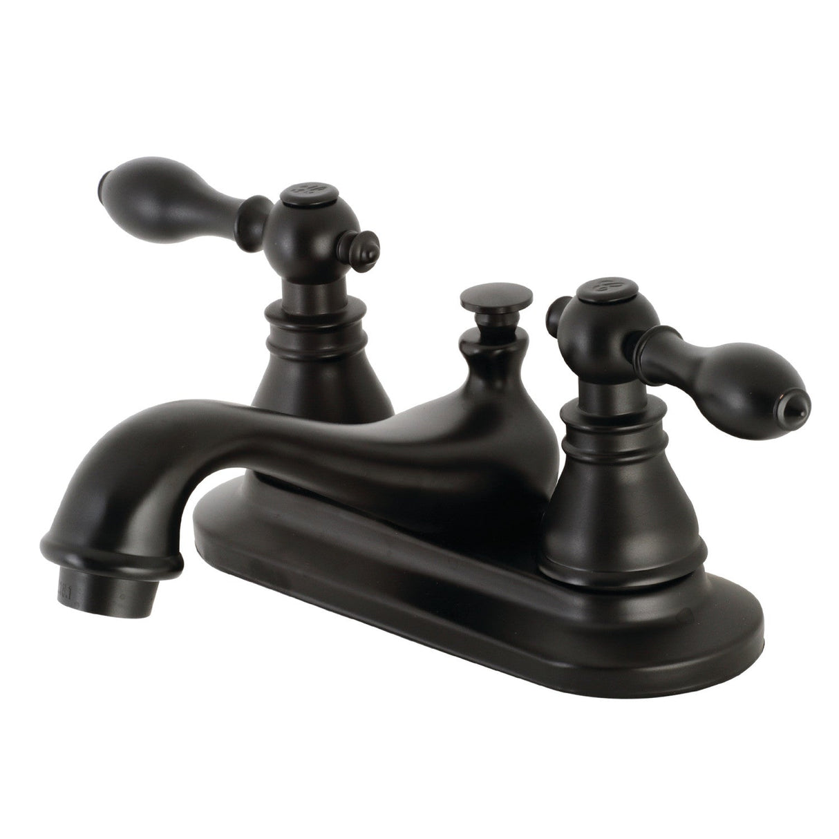 American Classic KB600ACL Two-Handle 3-Hole Deck Mount 4" Centerset Bathroom Faucet with Plastic Pop-Up, Matte Black