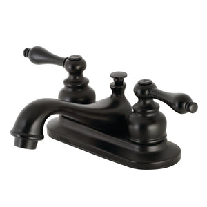 Restoration KB600AL Two-Handle 3-Hole Deck Mount 4" Centerset Bathroom Faucet with Plastic Pop-Up, Matte Black