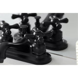 Restoration KB600AX Two-Handle 3-Hole Deck Mount 4" Centerset Bathroom Faucet with Plastic Pop-Up, Matte Black