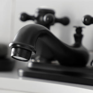 Metropolitan KB600BX Two-Handle 3-Hole Deck Mount 4" Centerset Bathroom Faucet with Plastic Pop-Up, Matte Black