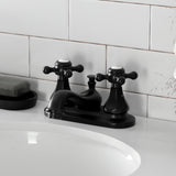 Metropolitan KB600BX Two-Handle 3-Hole Deck Mount 4" Centerset Bathroom Faucet with Plastic Pop-Up, Matte Black