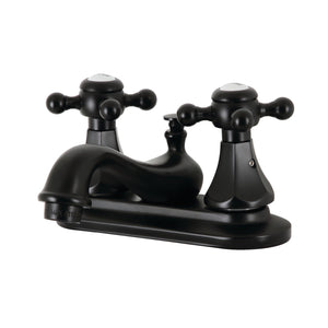 Metropolitan KB600BX Two-Handle 3-Hole Deck Mount 4" Centerset Bathroom Faucet with Plastic Pop-Up, Matte Black