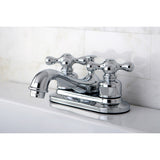 Restoration KB601AX Two-Handle 3-Hole Deck Mount 4" Centerset Bathroom Faucet with Plastic Pop-Up, Polished Chrome