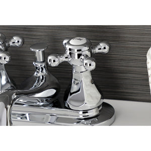 Metropolitan KB601BX Two-Handle 3-Hole Deck Mount 4" Centerset Bathroom Faucet with Plastic Pop-Up, Polished Chrome