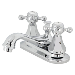 Metropolitan KB601BX Two-Handle 3-Hole Deck Mount 4" Centerset Bathroom Faucet with Plastic Pop-Up, Polished Chrome