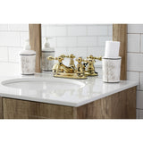 American Classic KB602ACL Two-Handle 3-Hole Deck Mount 4" Centerset Bathroom Faucet with Plastic Pop-Up, Polished Brass