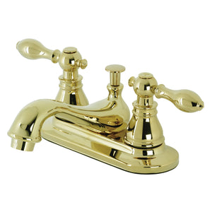American Classic KB602ACL Two-Handle 3-Hole Deck Mount 4" Centerset Bathroom Faucet with Plastic Pop-Up, Polished Brass