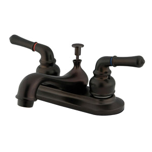 Restoration KB605NML Two-Handle 3-Hole Deck Mount 4" Centerset Bathroom Faucet with Plastic Pop-Up, Oil Rubbed Bronze