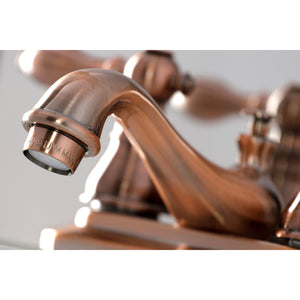 American Classic KB606ACL Two-Handle 3-Hole Deck Mount 4" Centerset Bathroom Faucet with Plastic Pop-Up, Antique Copper