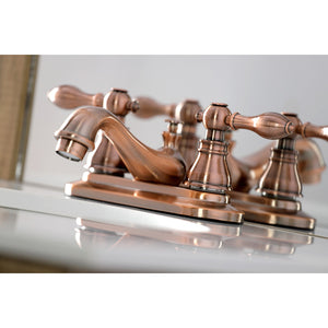 American Classic KB606ACL Two-Handle 3-Hole Deck Mount 4" Centerset Bathroom Faucet with Plastic Pop-Up, Antique Copper