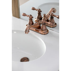 American Classic KB606ACL Two-Handle 3-Hole Deck Mount 4" Centerset Bathroom Faucet with Plastic Pop-Up, Antique Copper