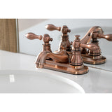 American Classic KB606ACL Two-Handle 3-Hole Deck Mount 4" Centerset Bathroom Faucet with Plastic Pop-Up, Antique Copper