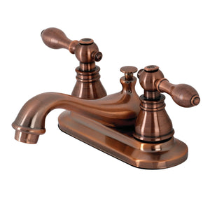 American Classic KB606ACL Two-Handle 3-Hole Deck Mount 4" Centerset Bathroom Faucet with Plastic Pop-Up, Antique Copper