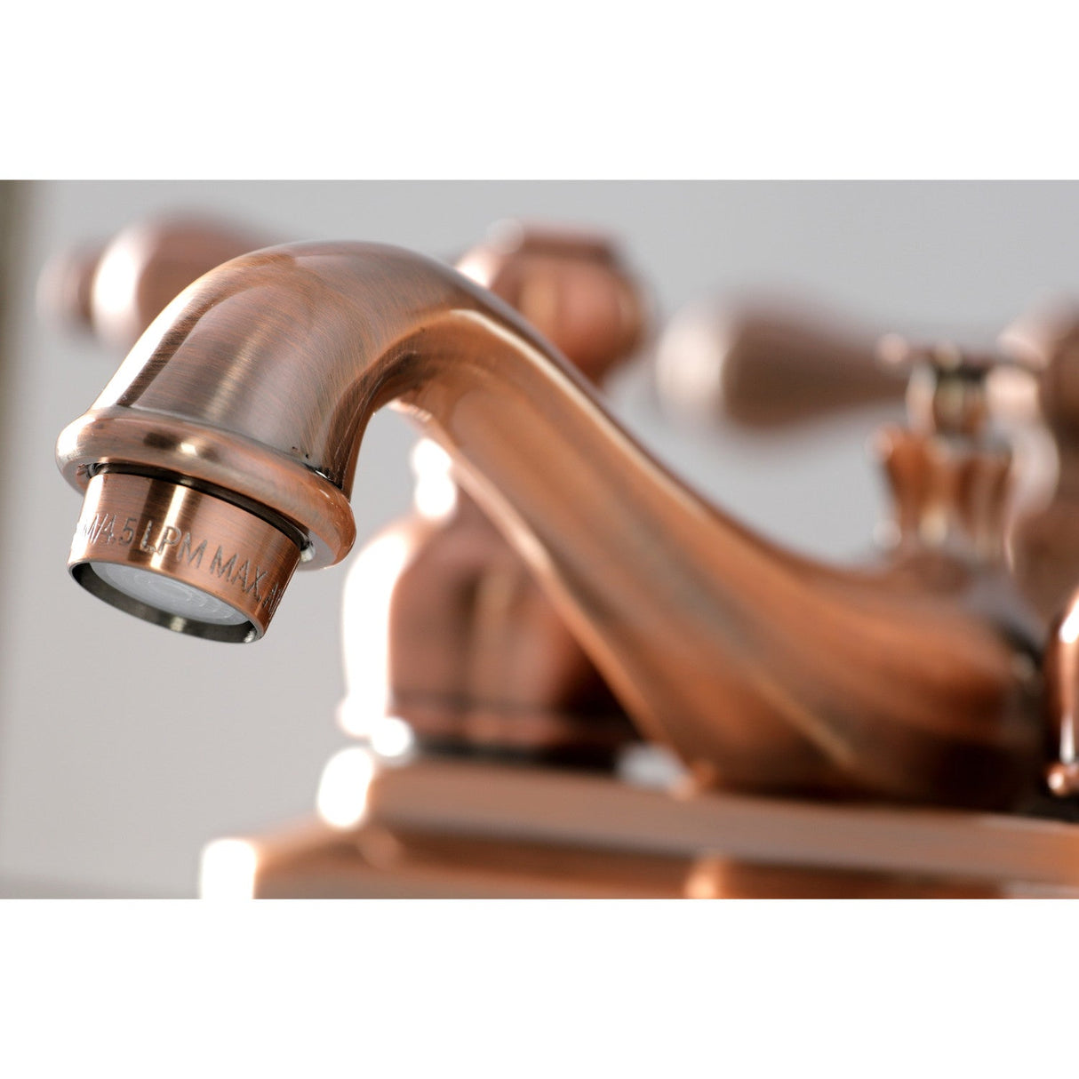 Restoration KB606AL Two-Handle 3-Hole Deck Mount 4" Centerset Bathroom Faucet with Plastic Pop-Up, Antique Copper