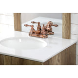 Restoration KB606AL Two-Handle 3-Hole Deck Mount 4" Centerset Bathroom Faucet with Plastic Pop-Up, Antique Copper