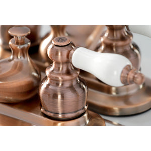 Restoration KB606PL Two-Handle 3-Hole Deck Mount 4" Centerset Bathroom Faucet with Plastic Pop-Up, Antique Copper
