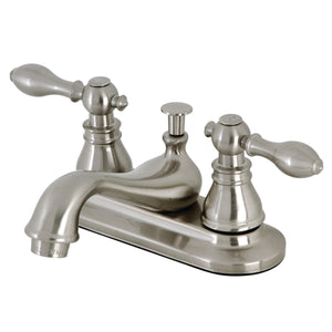 American Classic KB608ACL Two-Handle 3-Hole Deck Mount 4" Centerset Bathroom Faucet with Plastic Pop-Up, Brushed Nickel