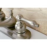 Restoration KB608AL Two-Handle 3-Hole Deck Mount 4" Centerset Bathroom Faucet with Plastic Pop-Up, Brushed Nickel