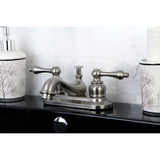 Restoration KB608ALB Two-Handle 3-Hole Deck Mount 4" Centerset Bathroom Faucet with Brass Pop-Up, Brushed Nickel
