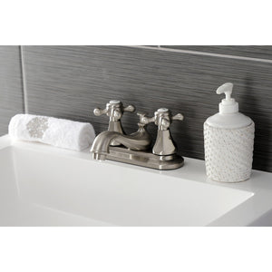 Metropolitan KB608BX Two-Handle 3-Hole Deck Mount 4" Centerset Bathroom Faucet with Plastic Pop-Up, Brushed Nickel