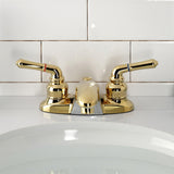 Magellan KB622 Two-Handle 3-Hole Deck Mount 4" Centerset Bathroom Faucet with Plastic Pop-Up, Polished Brass