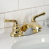 Magellan KB622 Two-Handle 3-Hole Deck Mount 4" Centerset Bathroom Faucet with Plastic Pop-Up, Polished Brass