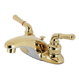 Magellan KB622 Two-Handle 3-Hole Deck Mount 4" Centerset Bathroom Faucet with Plastic Pop-Up, Polished Brass