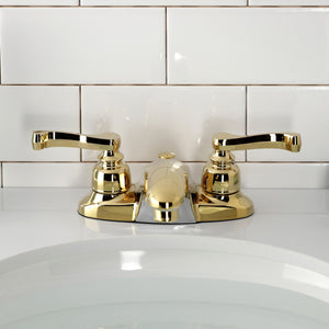 Magellan KB622FL Two-Handle 3-Hole Deck Mount 4" Centerset Bathroom Faucet with Plastic Pop-Up, Polished Brass