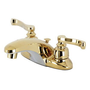 Magellan KB622FL Two-Handle 3-Hole Deck Mount 4" Centerset Bathroom Faucet with Plastic Pop-Up, Polished Brass