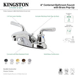 Restoration KB622RXLB Two-Handle 3-Hole Deck Mount 4" Centerset Bathroom Faucet with Brass Pop-Up, Polished Brass