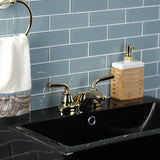 Restoration KB622RXLB Two-Handle 3-Hole Deck Mount 4" Centerset Bathroom Faucet with Brass Pop-Up, Polished Brass