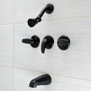 Legacy KB6230LL Three-Handle 5-Hole Wall Mount Tub and Shower Faucet, Matte Black