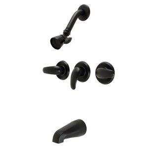Legacy KB6230LL Three-Handle 5-Hole Wall Mount Tub and Shower Faucet, Matte Black