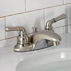 Magellan KB628 Two-Handle 3-Hole Deck Mount 4" Centerset Bathroom Faucet with Plastic Pop-Up, Brushed Nickel
