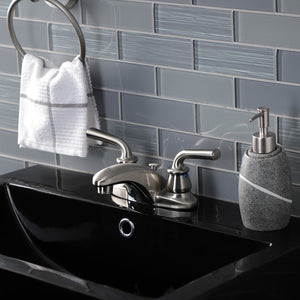 Restoration KB628RXLB Two-Handle 3-Hole Deck Mount 4" Centerset Bathroom Faucet with Brass Pop-Up, Brushed Nickel