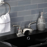 Restoration KB628RXLB Two-Handle 3-Hole Deck Mount 4" Centerset Bathroom Faucet with Brass Pop-Up, Brushed Nickel