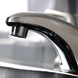 Restoration KB628RXLB Two-Handle 3-Hole Deck Mount 4" Centerset Bathroom Faucet with Brass Pop-Up, Brushed Nickel