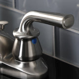 Restoration KB628RXLB Two-Handle 3-Hole Deck Mount 4" Centerset Bathroom Faucet with Brass Pop-Up, Brushed Nickel