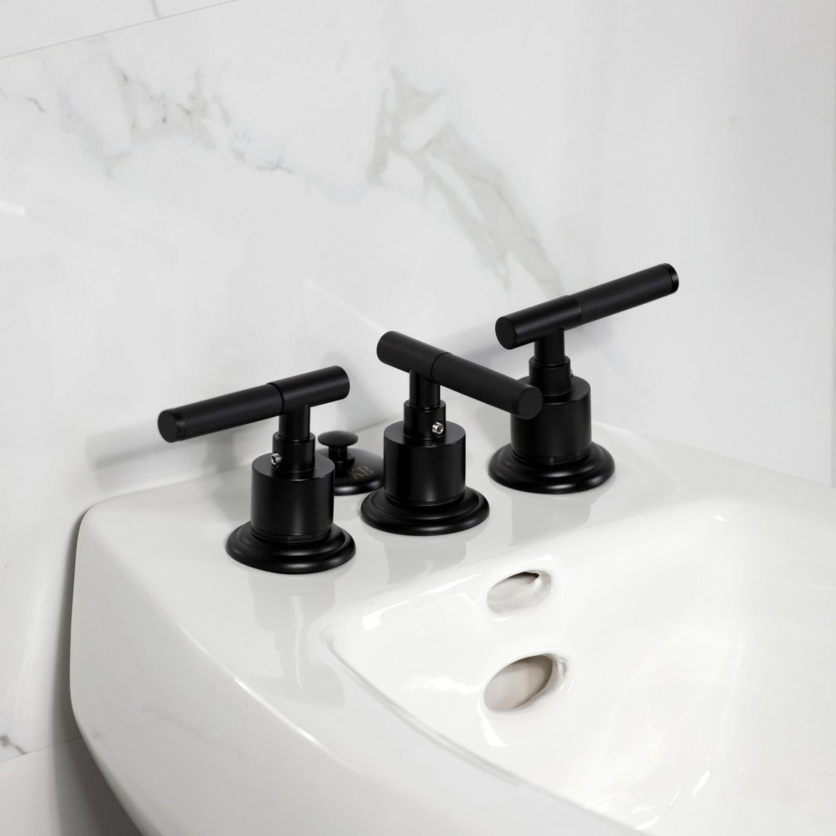 Kaiser KB6320CKL Three-Handle Vertical Spray Bidet Faucet with Brass Pop-Up, Matte Black