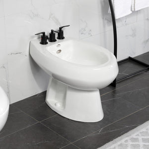 Serena KB6320SVL Three-Handle Vertical Spray Bidet Faucet with Brass Pop-Up, Matte Black