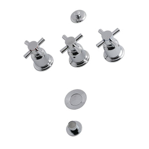 Concord KB6321DX Three-Handle Vertical Spray Bidet Faucet with Brass Pop-Up, Polished Chrome