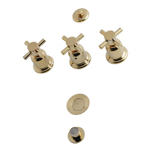 Concord KB6322DX Three-Handle Vertical Spray Bidet Faucet with Brass Pop-Up, Polished Brass