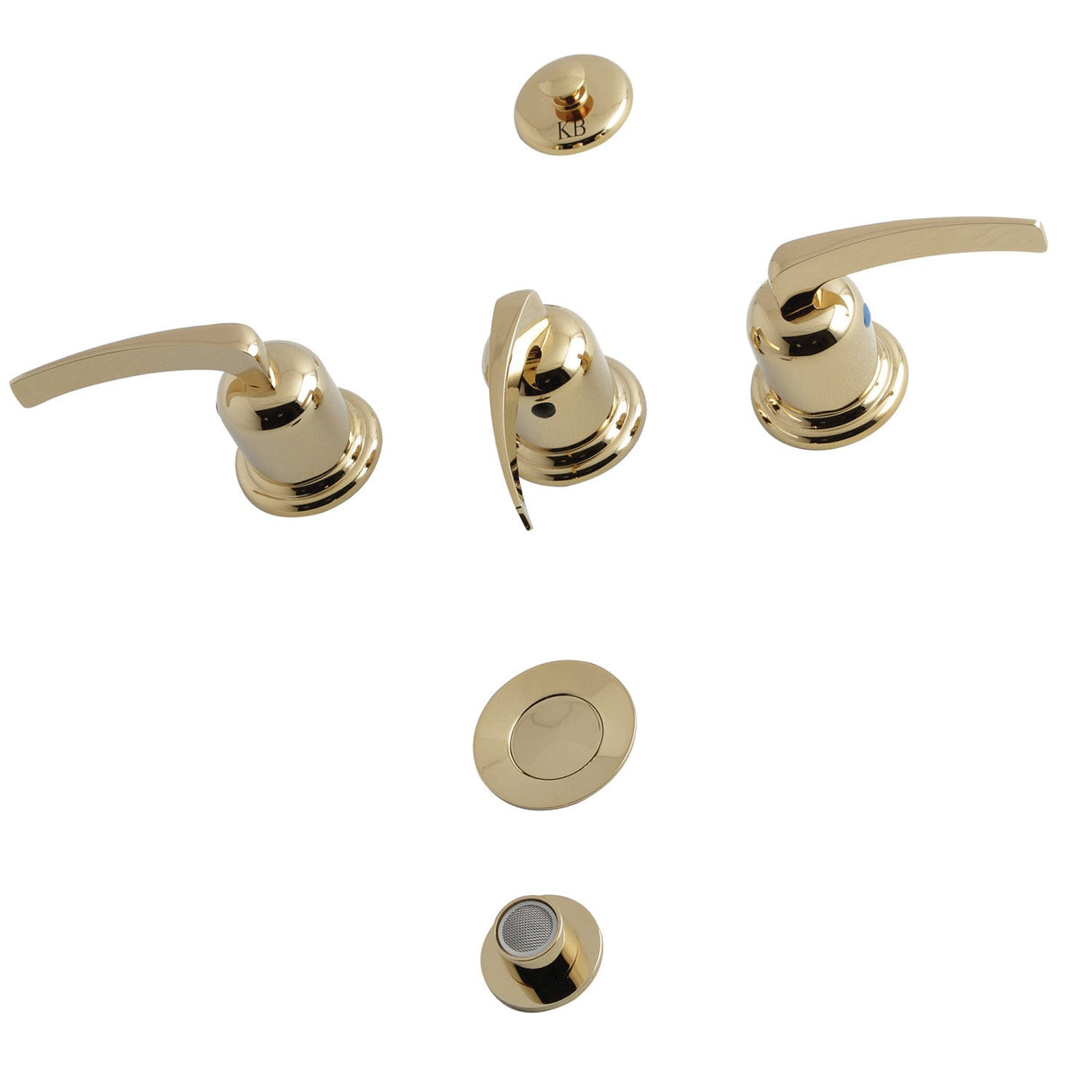 Centurion KB6322EFL Three-Handle Vertical Spray Bidet Faucet with Brass Pop-Up, Polished Brass