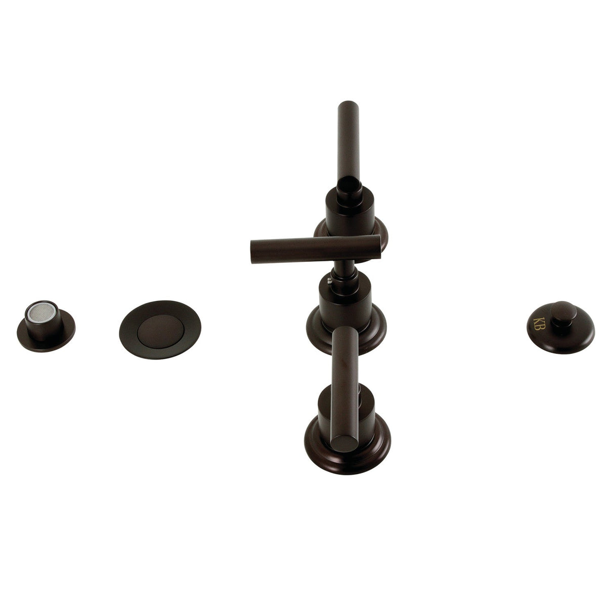 Manhattan KB6325CML Three-Handle Vertical Spray Bidet Faucet with Brass Pop-Up, Oil Rubbed Bronze