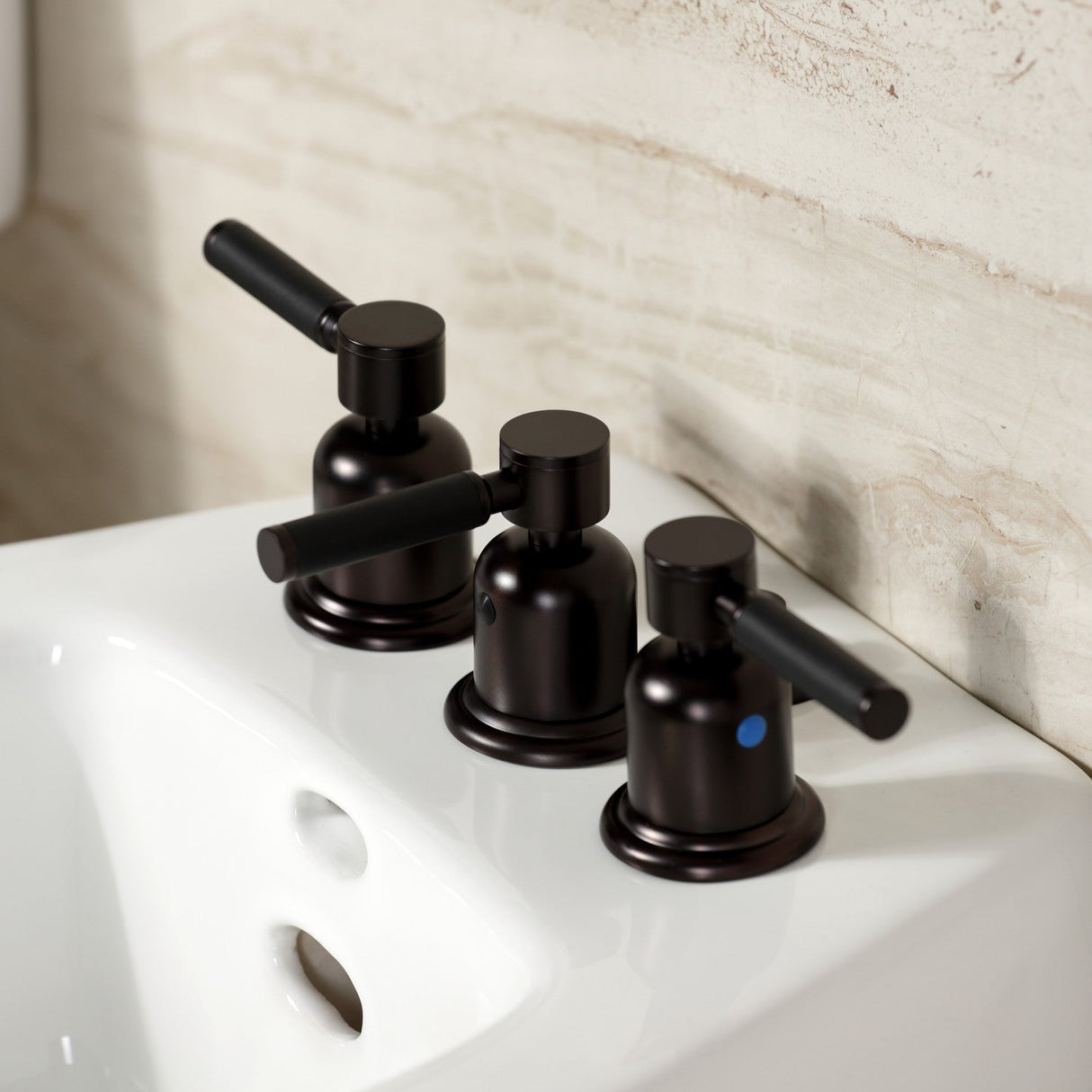 Kaiser KB6325DKL Three-Handle Vertical Spray Bidet Faucet with Brass Pop-Up, Oil Rubbed Bronze