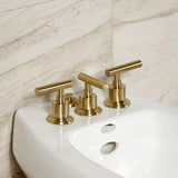 Manhattan KB6327CML Three-Handle Vertical Spray Bidet Faucet with Brass Pop-Up, Brushed Brass